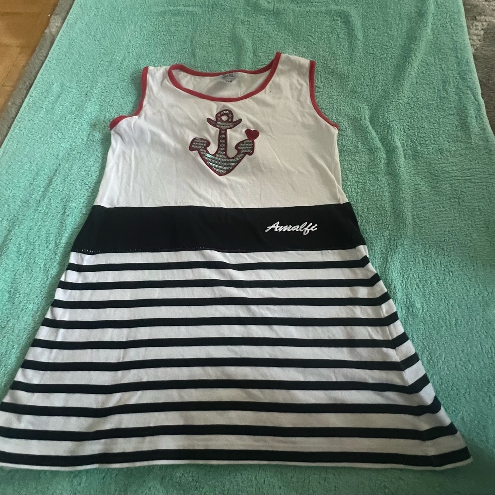 Amalfi Anchor Dress - White, Black, Red